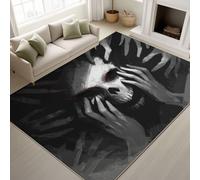 Genérico 100 x 150 cm Negro Base Antideslizante de TPR Calavera Manos Humo Alfombra Fantasía Cinemático Alfombras Lineal Gráfico Lavable Alfombras para Adulto Dormitorio Sala de Juegos