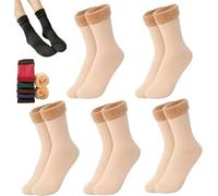 Genérico 10pcs/5 Pairs Autumn Winter Socks for Women,Thickened Plush Lined Cold-Proof Warm Self-Heating Socks,Soft Cozy Knitted Sock