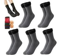Genérico 10pcs/5 Pairs Autumn Winter Socks for Women,Thickened Plush Lined Cold-Proof Warm Self-Heating Socks,Soft Cozy Knitted Sock