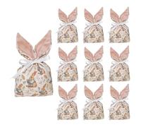 Genérico 10pieces Flannel Bunny Gift Treat Bags | Easter Cute Flannel Bunny Sweet Bags, Cute Candy Goodie Floral Rabbit Party Favors Supplies, Reusable Design, For Party Holiday Birthday Wedding