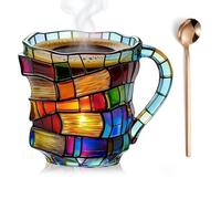 Genérico 11 Oz Taza Sabia Libros Cristal,Taza Libros,Cristal Premium Pintados En 3d, El Regalo Definitivo Para Los Verdaderos Amantes De Los Libros (A,Resina)