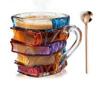 Genérico 11 Oz Taza Sabia Libros Cristal,Taza Libros,Cristal Premium Pintados En 3d, El Regalo Definitivo Para Los Verdaderos Amantes De Los Libros (B,Resina)