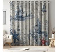 Genérico 117 An x 137 Al cm Cortinas Opacas niños Azul Pálido, Cortinas térmicas, Cortinas con Ojales, Náutico, Velero Carta Náutica Estrella Mar, reducción de luz, Aislamiento térmico, Anti Calor
