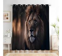 Genérico 117 x 138 cm Cortinas Opacas con Ojales de León Bestia Feroz Cortina con Aislamiento Térmico, para Dormitorio, Sala de Estar y Cocina 2 Paneles SX3941