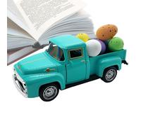 Genérico 12.5cm Vintage Alloy American Pickup Truck Model | Easter Foam Egg Set with 6 Colorful Accessories | Mini Farmhouse Holiday Decor Collectible | Zinc Die-Cast Springtime Display Vehicle