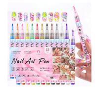 Genérico 12 Couleurs Stylo Nail Art Graffiti Pen,Marqueurs De Nail Art For Ongles En Gel,Marqueur à Ongles Gel, Imperméable,Stylo à Points Graffiti à Séchage Rapide (B-2set)