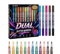 Genérico 12-Count Double-Ended Glitter Pens 24 Colors Art Markers Set