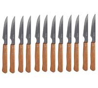 Genérico 12 Cuchillos Sierra Chuletero. Mango de Madera. Microdentado. Fabricados en Albacete. (Pack de 12)