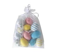 Genérico 12-Pack Mini PP Easter Egg Ornaments For Decoration | 1.2x1.6 Inch Small Fake Eggs | Multicolor Craft Fillers For Party Baskets | Lightweight Spring Holiday Table Scatter