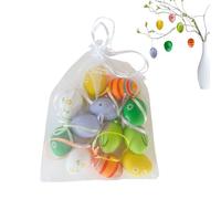 Genérico 12-Pack Mini PP Easter Egg Ornaments For Decoration | 1.2x1.6 Inch Small Fake Eggs | Multicolor Craft Fillers For Party Baskets | Lightweight Spring Holiday Table Scatter