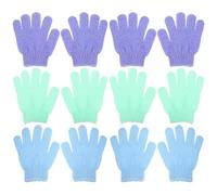 Genérico 12 piezas Guantes Exfoliantes de Ducha Manoplas de Nylon para Baño y Limpieza Corporal Suaves y Absorbentes para Hombre y Mujer Verde Azul