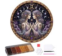Genérico 12 Zodiac Signs Pearl Art Kit, Round Constellation Themed DIY Beaded Artwork, Handmade Dot Picture Craft for Home Wall Decoration Present Set, Gift for Zodiac Lovers,Adults Beginner