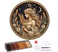 Genérico 12 Zodiac Signs Pearl Art Kit, Round Constellation Themed DIY Beaded Artwork, Handmade Dot Picture Craft for Home Wall Decoration Present Set, Gift for Zodiac Lovers,Adults Beginner