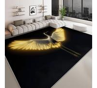Genérico 120 x 170 cm Alfombra Salon Grandes Estilo Anime Animales Aves Alfombra Pelo Corto Antideslizante Interior, Fácil de Limpiar para Dormitorio Comedor Negro