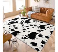 Genérico 120x180 Cm Lavable de Pelo Corto Alfombra Interior 3D Plantas Helecho Alpino No Pierde Pelo Antideslizante Sala Estar Dormitorio Alfombra Negro 3D Fácil de Limpiar Suave Impreso Felpudo