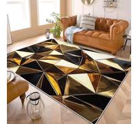 Genérico 120x180 Cm Lavable de Pelo Corto Alfombra Interior GeometríA De Empalme 3D No Pierde Pelo Antideslizante Sala Estar Dormitorio Alfombra Oro 3D Fácil de Limpiar Suave Impreso Felpudo