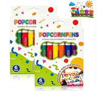 Genérico 12Pcs Popcorn Pens, Puffy 3D Relief Art Pens, 6 Colors for Crafts | Draw, apply heat, and watch the ink expand into raised 3D textures for cards, posters, scrapbooks, and DIY crafts.