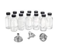 Genérico 12X Glass Mini Shot Bottles - 2oz/60ml Ginger Wellness Containers with Lids | Portable Boston Sample Jars for Oils, Potion Blends, Whiskey Tasting, Travel Storage, Reusable Drinkware