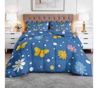 Genérico 135 x 200 cm Animales Mariposas Funda Nórdica Reversible Estampado 3D, Set de Ropa de Cama Fácil de Cuidar, Diseño de Doble Cara, Tejido Transpirable y Duradero, Azul Real