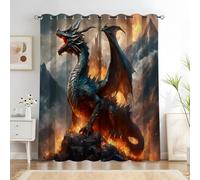 Genérico 140 x 229 cm Cortinas Opacas con Ojales de Dragón Volador Bestia Feroz Cortina con Aislamiento Térmico, para Dormitorio, Sala de Estar y Cocina 2 Paneles SX4014