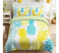 Genérico 150 x 220 Funda nórdica sin Planchar Piña Líneas Minimalista Vibrante Funda Edredon Animado Tropical Funda nórdica Estampada Fácil de cuidar para Niñas Niños - Amarillo