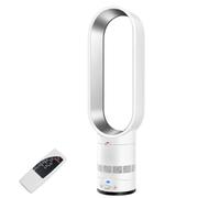 Genérico 16" Bladeless Tower Fan with Remote Control, 80° Oscillating Standing Fans, Quiet Portable Cooling, Stepless Speed Control, 8H Timer, for Bedroom Office Home (Silver)