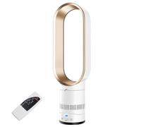 Genérico 16" Bladeless Tower Fan with Remote Control, 80° Oscillating Standing Fans, Quiet Portable Cooling, Stepless Speed Control, 8H Timer, for Bedroom Office Home (Gold)