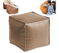 Genérico 16 Inch Stuffable Cushion Storage Bag,Faux Leather Pouf Cover Cube Decorative Footrest Storages Bag,Versatile Floor Footrest Pillow,Stuffable Ottoman with Storage (Milk Coffee)