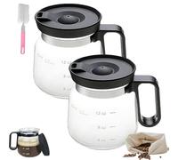 Genérico 16 Oz Glass Coffee Mug - Coffee Pot Style, Heatproof Large Capacity, Sip Lid and Comfortable Handle, For Coffees, Teas, Chocolate (2pcs)