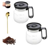 Genérico 16 Oz Glass Coffee Mug That Looks like a Coffee Pot Style Shape, Large Capacity Mini Pot Cup with Lid, Transparent Heatproof Glass Mug, Suitable for Hot Tea, Hot Chocolate (2Pcs)