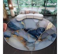 Genérico 160 cm Alfombras Redondas para Sala de Estar, Lujo Tinta De Alcohol Mármol Estampada Alfombra Redonda Lavable Azul Marino - Pelo Corto Suave Franela Alfombras para Dormitorio Comedor