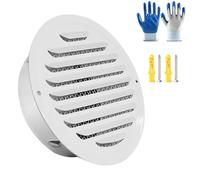 Genérico 160mm Blancos Rejilla De Ventilación Plana, Ventilación De Aire De Pared De Acero Inoxidable, Campana De Ventilación Exterior Redondo para Pared, para Sistemas De Conductos(160mm)