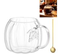 Genérico 18.6 Oz Pumpkin Shaped Glass Mug, Transparent Coffee and Tea Cup with Handle, Halloween Drinking Mug for Autumn and Homes Decor