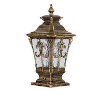 Genérico 18.9inch Bronze Fence Lantern with Water Ripple Glass Shade Post Cap Lights Column Lamp for Patio Yard