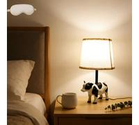 Genérico 18" Golden Doodle Dog Resin Table Lamp, Dog Lamp with Painted Gold Finish & Tapered Linen Shade, Cute Bedside Lamps for Bedroom Nightstand or Living Rooms Decor Lighting