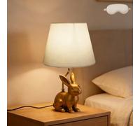 Genérico 18" Golden Doodle Dog Resin Table Lamp, Dog Lamp with Painted Gold Finish & Tapered Linen Shade, Cute Bedside Lamps for Bedroom Nightstand or Living Rooms Decor Lighting