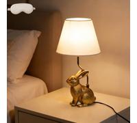 Genérico 18" Golden Doodle Dog Resin Table Lamp, Dog Lamp with Painted Gold Finish & Tapered Linen Shade, Cute Bedside Lamps for Bedroom Nightstand or Living Rooms Decor Lighting