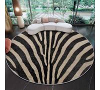 Genérico 180 cm Alfombras Redondas para Sala de Estar, Estampado Animal Raya De Cebra Estampada Alfombra Redonda Lavable Beige Negro - Pelo Corto Suave Franela Alfombras para Dormitorio Comedor