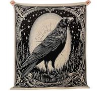 Genérico 180 x 200 cm Manta Franela para Cama, Mantas para Sofa Oscuridad Pájaros Cuervos. - Blanket de Microfibra Suave Cálida Transpirable Ligera Negro