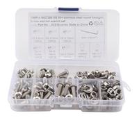 Genérico 190 Piezas Tornillos y Tuercas de Acero Inoxidable M5, Juego Surtido, Cabeza Hueca, Color Plata, con Caja de Almacenamiento y Llave, para Electrónica y Madera