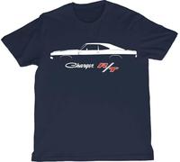 Genérico 1968-1970 Charger R/T Silhouette T-Shirt - Classic TV-Era Muscle Car, azul, M