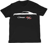 Genérico 1968-1970 Charger R/T Silhouette T-Shirt - Classic TV-Era Muscle Car, Negro , L