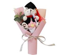 Genérico 1set Oso de Peluche con Ramo de Flores Artificiales para Graduación (Rosa)