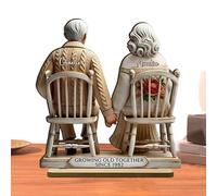 Generico 1x Growing Old Together Figurines - 15x10x0.5cm Elderly Couple Figurines | Wooden Growing Old Together Sculptures | Romantic Wood Ornament And Decorative Accessories For Wife Friend Husband