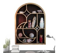 Genérico 1x Moon Shelf - 30x40cm Arch Shaped Decor, Wooden Boho Shelves For Bedroom, Mushroom Moon Shelf | Rustic Style Aesthetic Crystal Storage Wall Hanging Shelves For Bedroom, Living Room,