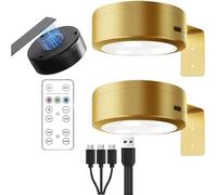Genérico 2 Aplique Luz Cuadros Sin Cable,2Lampara Pared Recargable USB Focos LED Cuadro Mando a Distancia Luces Expositores Batería Lámpara Imagen Inalámbrica Luz Adhesiva Pared para Vitrina