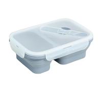 Genérico 2-Compartment Silicone Lunch Box - Foldable Leak-Proof Bowl, 1100ml Large Food Container with Lid and 2-in-1 Utensil, Box for Work, School, and Microwave Usenack salad sandwich picnic