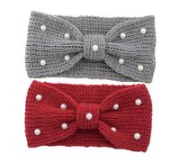 Genérico 2 Diademas De Invierno Para Mujer, Calentador De Orejas, Diadema De Punto, Banda Para El Pelo De Ganchillo Con Perlas, Turbante Vintage, Envolturas Para La Cabeza