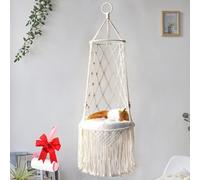 Genérico 2 in 1 Boho Tassel Cat Hammock, Space Saving Knitting Cat Hammock with Cotton Mat, Handwoven Hanging Bed Swing for Small Large Indoor Cats Wall Decor