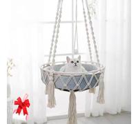 Genérico 2 in 1 Boho Tassel Cat Hammock, Space Saving Knitting Cat Hammock with Cotton Mat, Handwoven Hanging Bed Swing for Small Large Indoor Cats Wall Decor